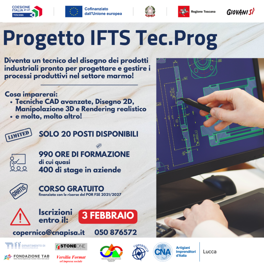 Ultimi giorni per iscriversi al progetto IFTS Tec.Prog