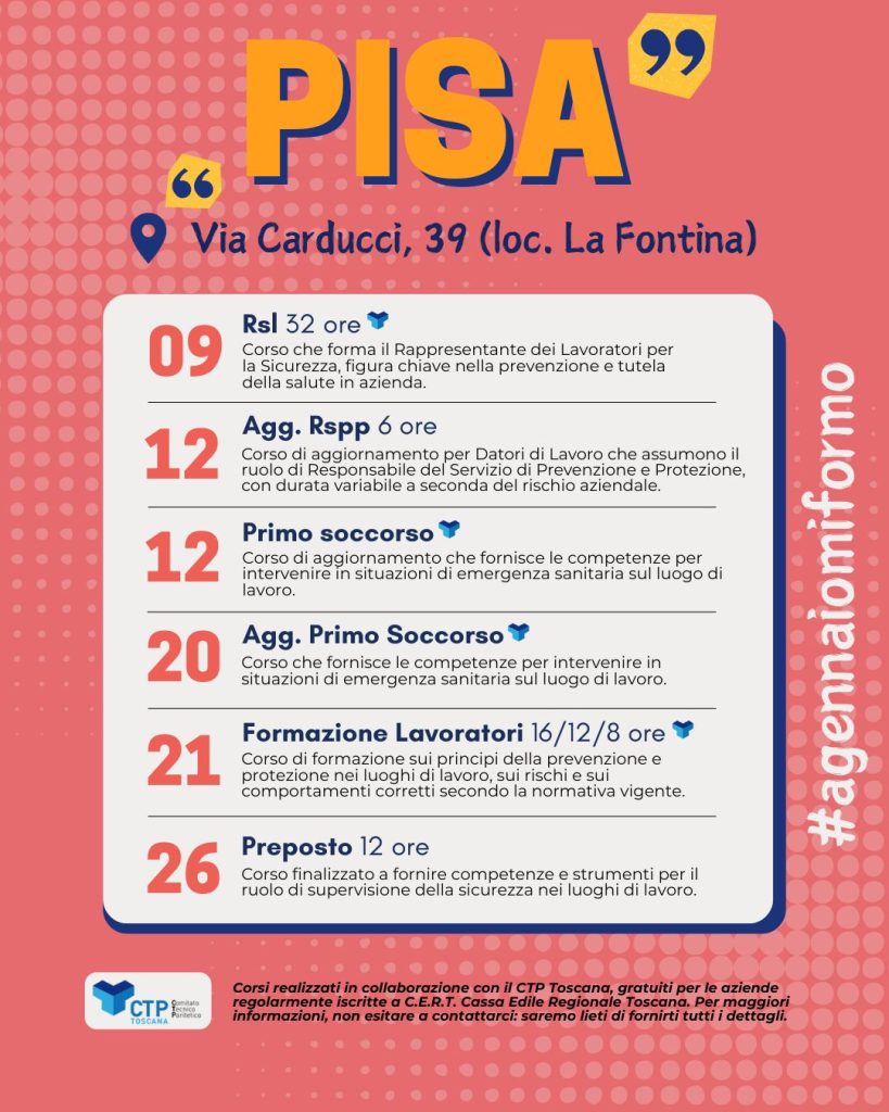 I corsi di gennaio pisa pontedera lucca santa croce