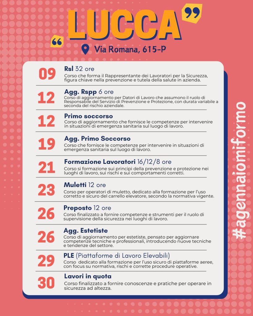 I corsi di gennaio pisa pontedera lucca santa croce