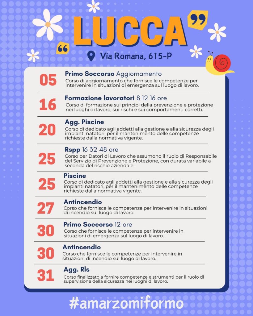 I corsi di marzo pisa pontedera lucca