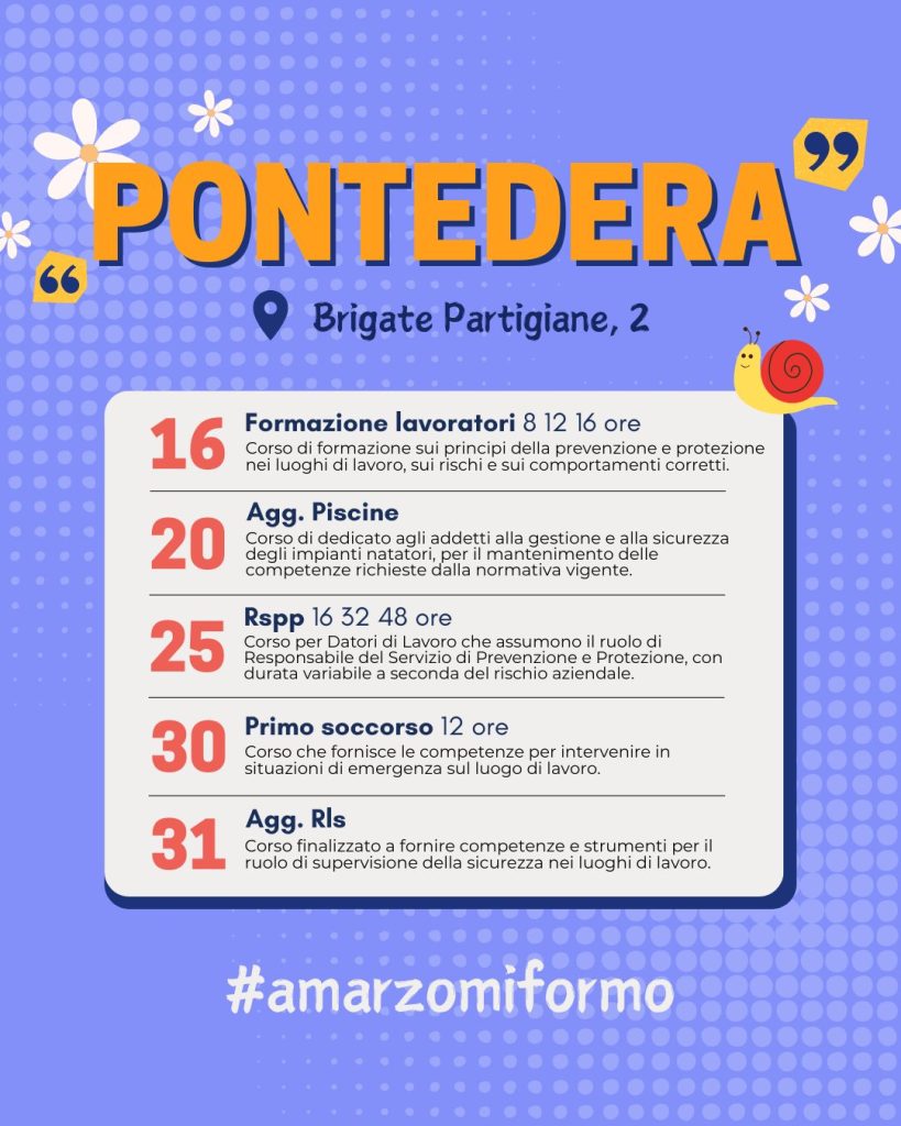 I corsi di marzo pisa pontedera lucca