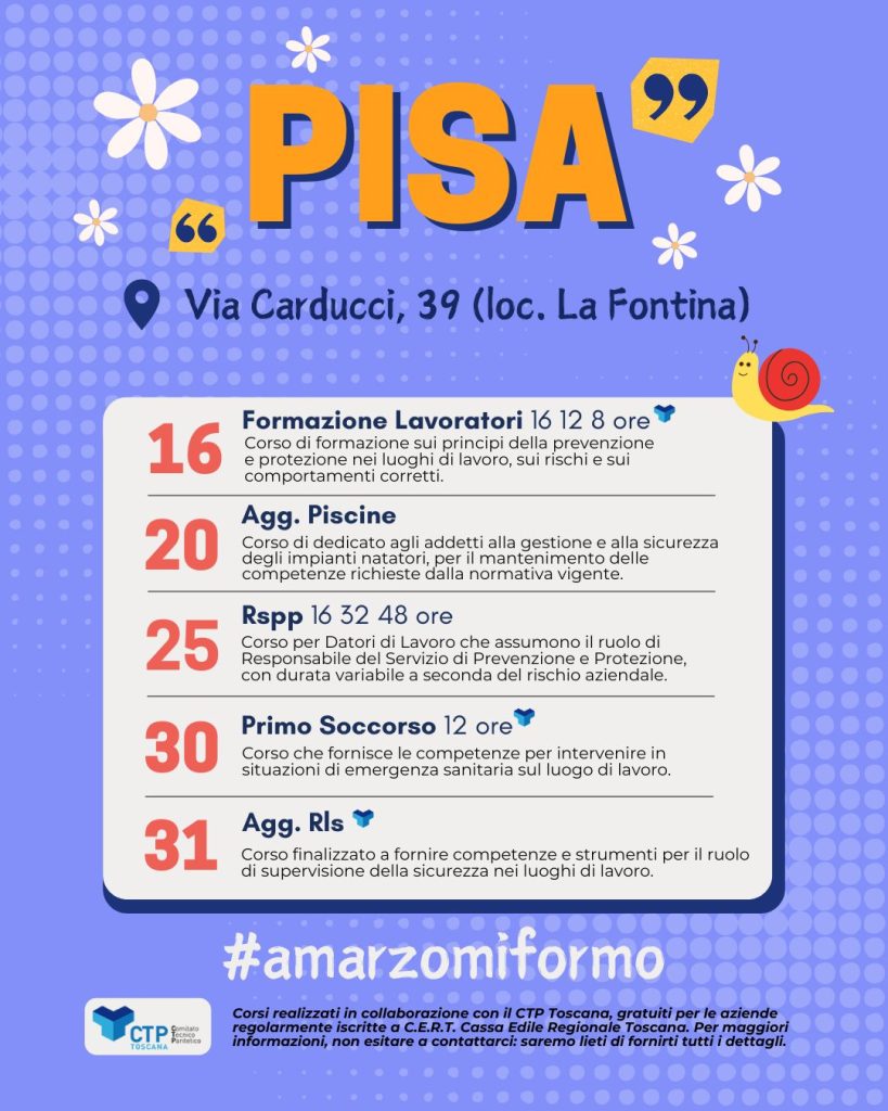 I corsi di marzo pisa pontedera lucca