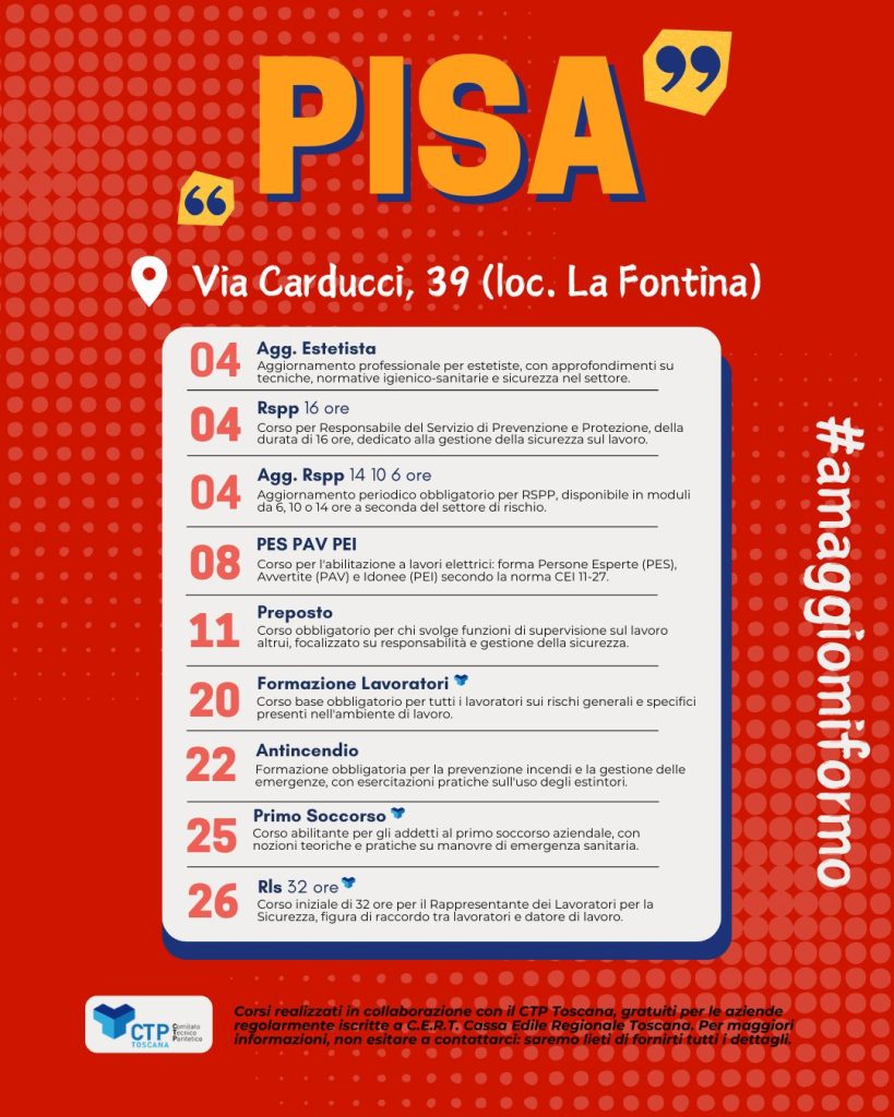 I corsi di maggio pisa pontedera lucca