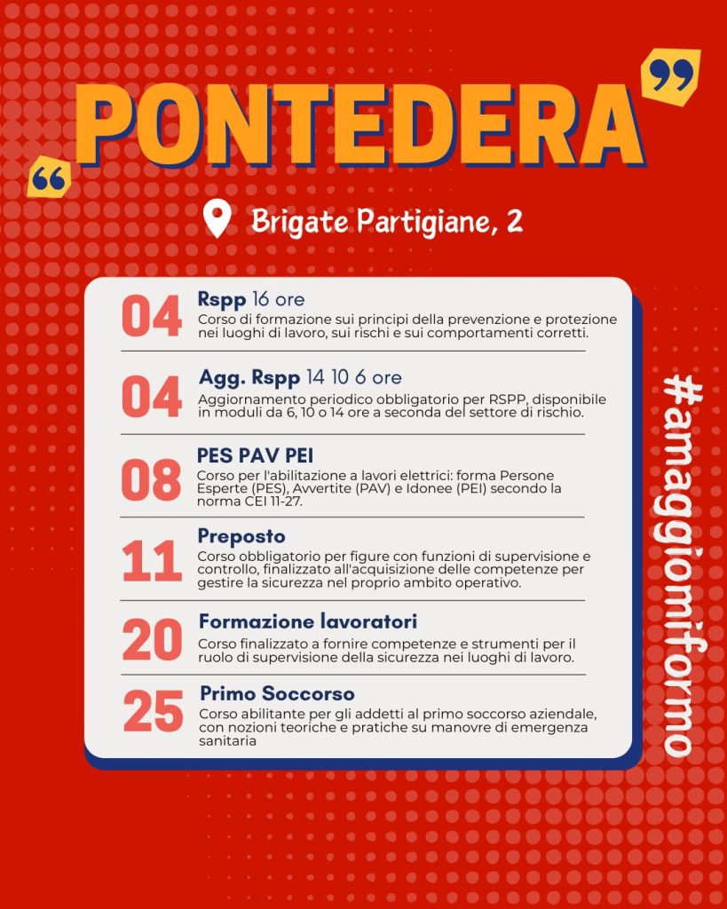 I corsi di maggio pisa pontedera lucca