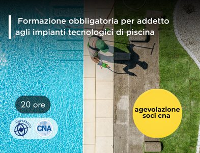 FORMAZIONE OBBLIGATORIA PER ADDETTO IMPIANTI TECNOLOGICI PISCINA